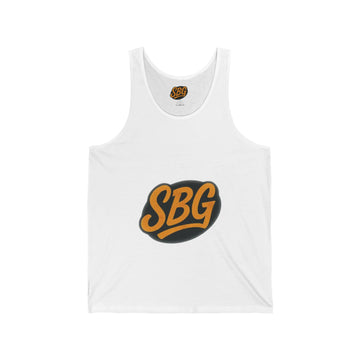 Stylish Unisex Jersey Tank Top with SBG Logo, Summer Essential, Casual Wear, Gym Workout, Beach Day, Gift for Him/Her