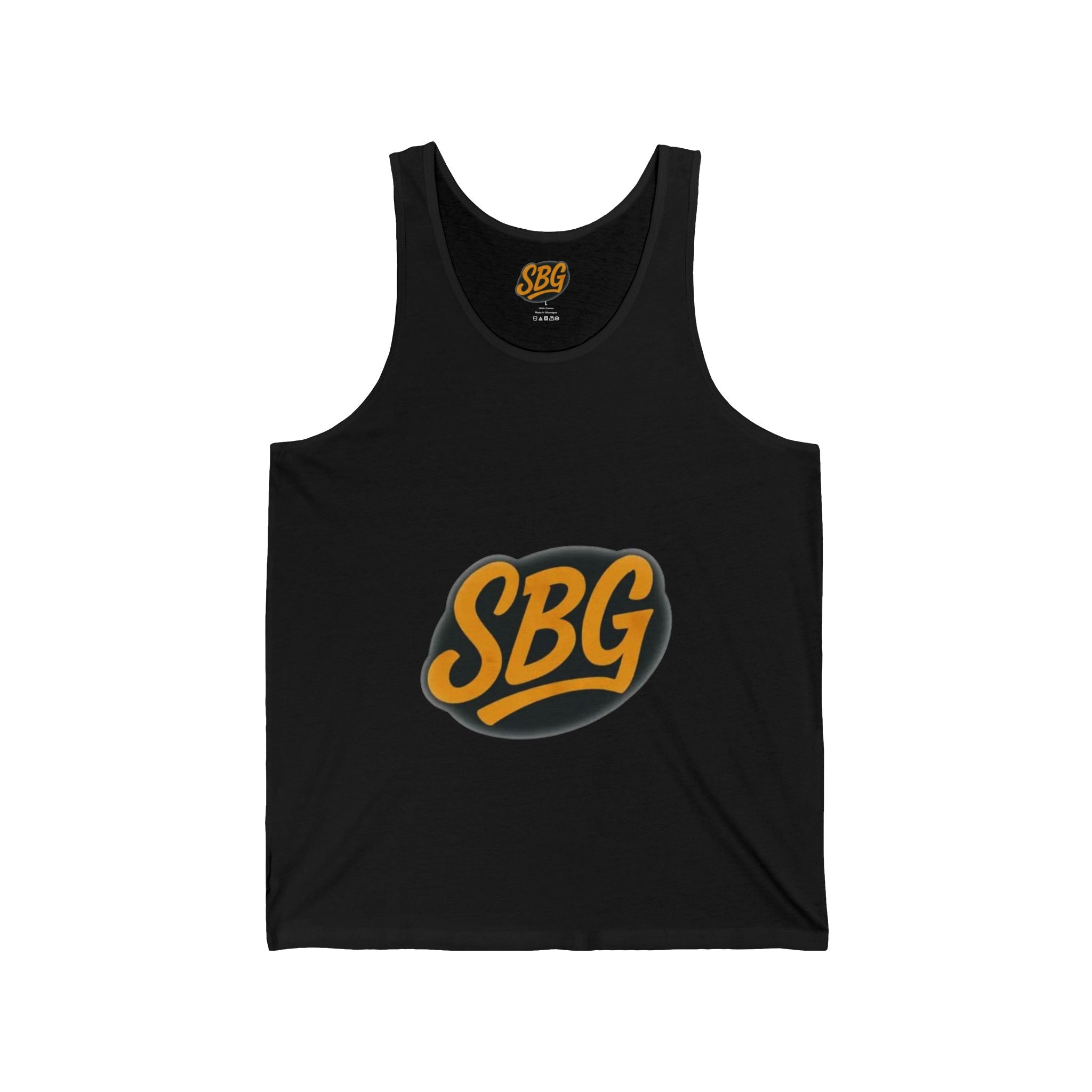 Stylish Unisex Jersey Tank Top with SBG Logo, Summer Essential, Casual Wear, Gym Workout, Beach Day, Gift for Him/Her