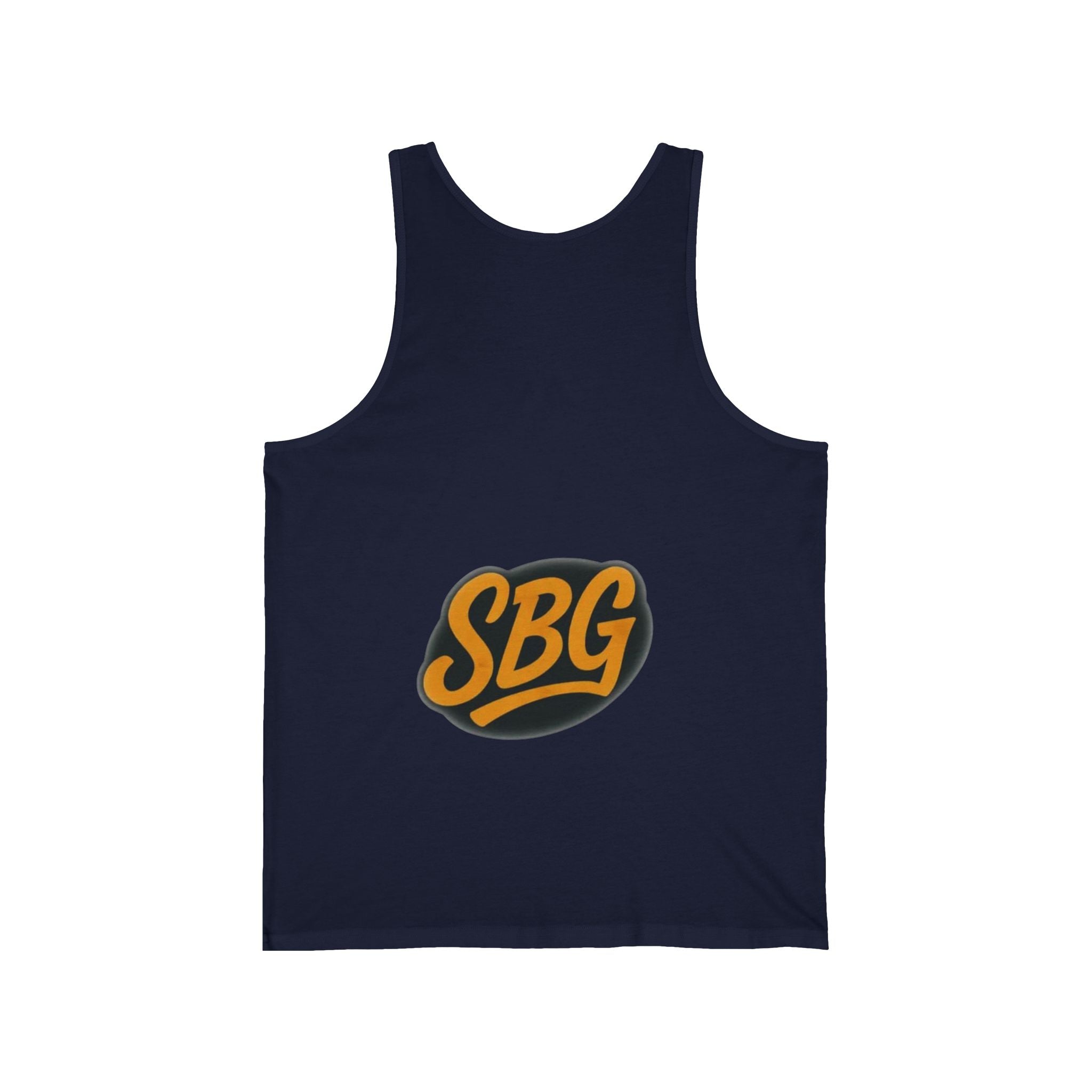 Stylish Unisex Jersey Tank Top with SBG Logo, Summer Essential, Casual Wear, Gym Workout, Beach Day, Gift for Him/Her