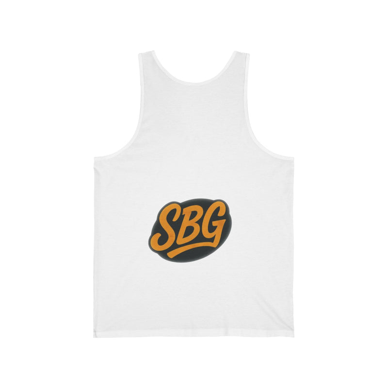 Stylish Unisex Jersey Tank Top with SBG Logo, Summer Essential, Casual Wear, Gym Workout, Beach Day, Gift for Him/Her