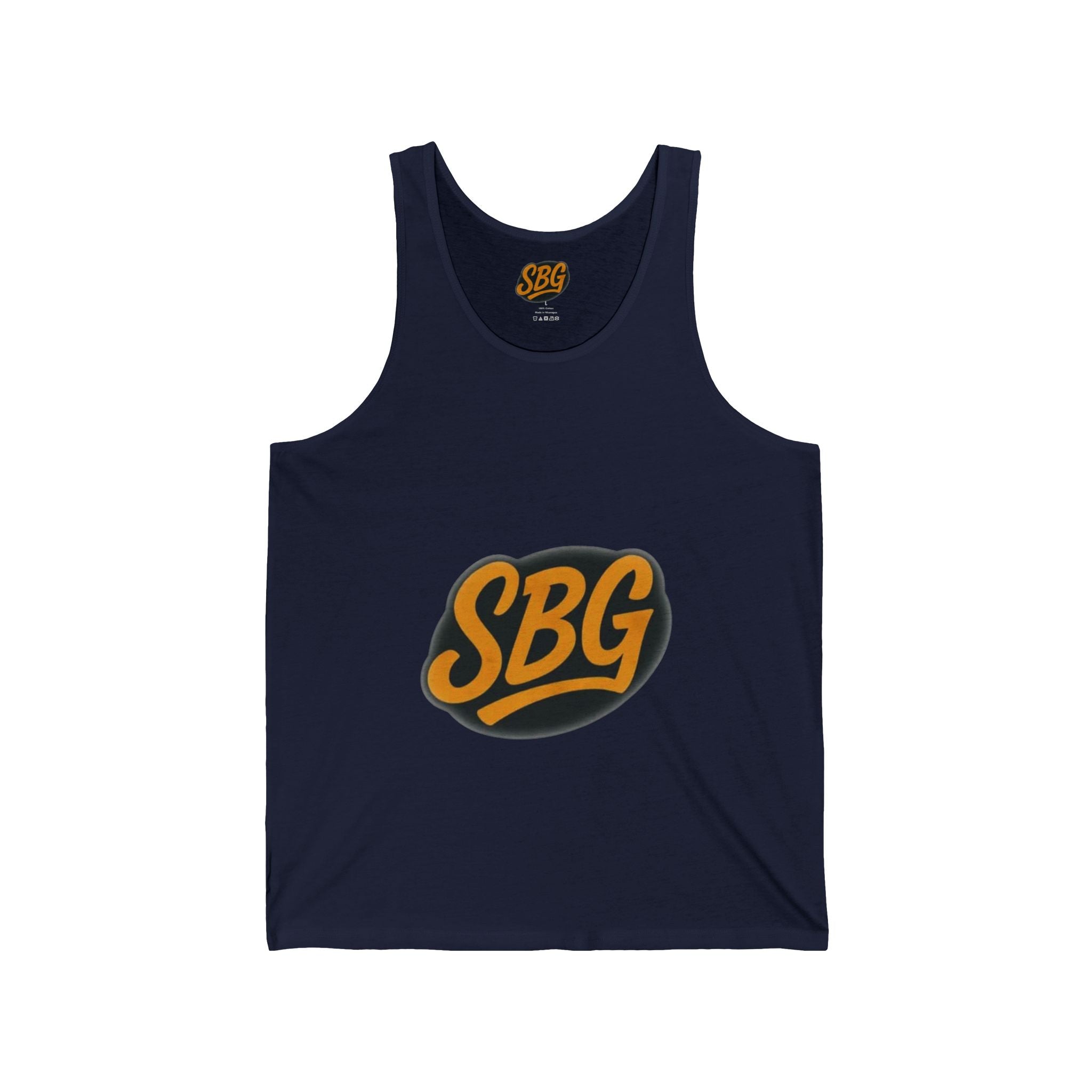 Stylish Unisex Jersey Tank Top with SBG Logo, Summer Essential, Casual Wear, Gym Workout, Beach Day, Gift for Him/Her