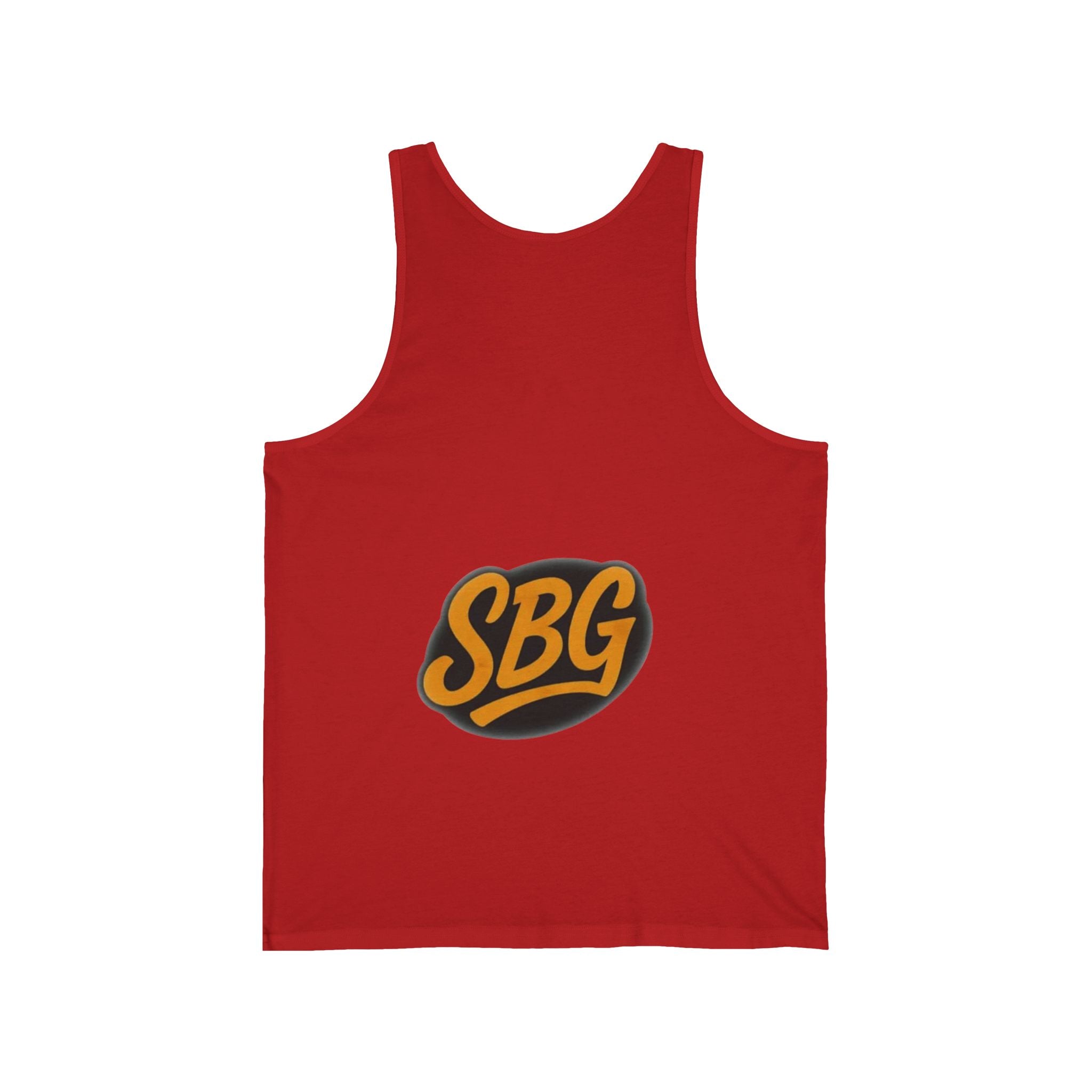 Stylish Unisex Jersey Tank Top with SBG Logo, Summer Essential, Casual Wear, Gym Workout, Beach Day, Gift for Him/Her