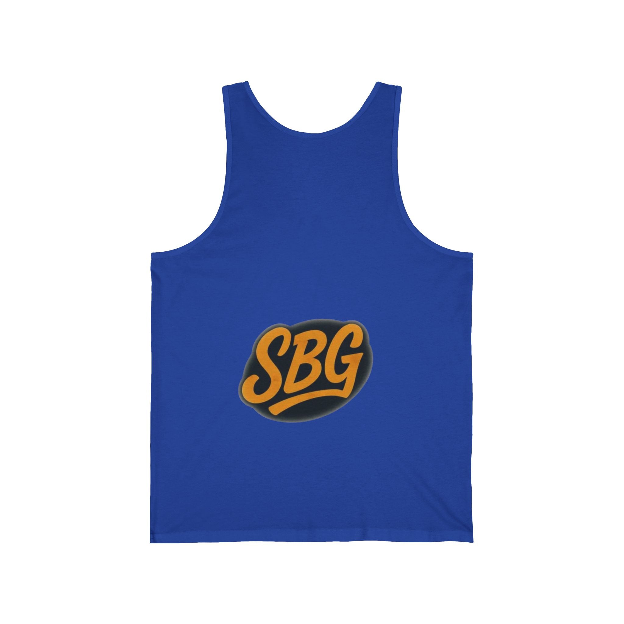 Stylish Unisex Jersey Tank Top with SBG Logo, Summer Essential, Casual Wear, Gym Workout, Beach Day, Gift for Him/Her